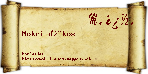 Mokri Ákos névjegykártya